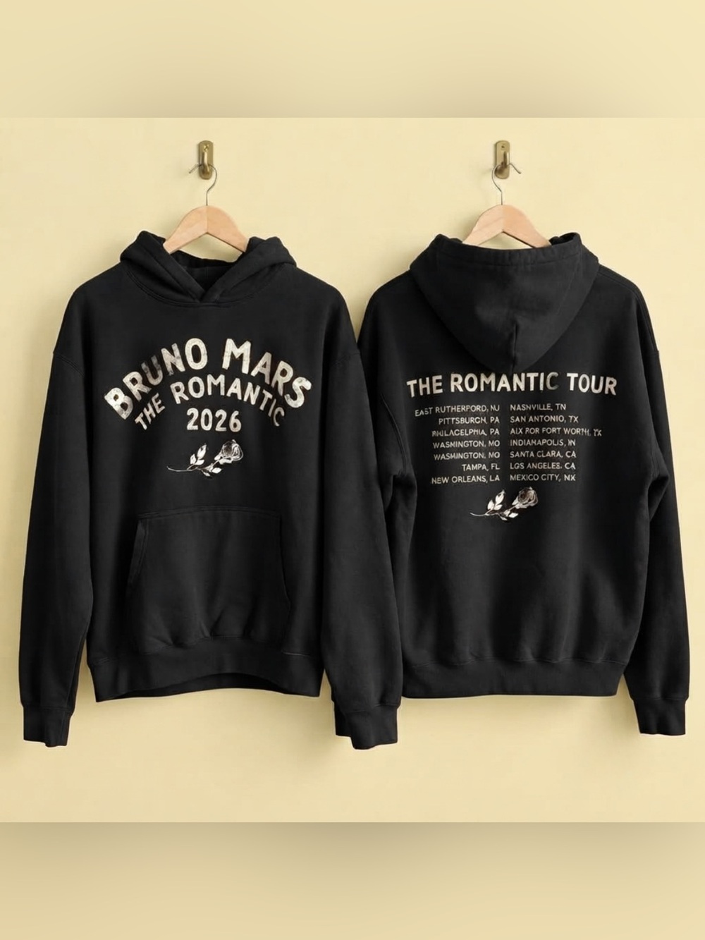Gildan Black 'Bruno Mars The Romantic 2026' Hoodie For Unisex, Gift Music Lover